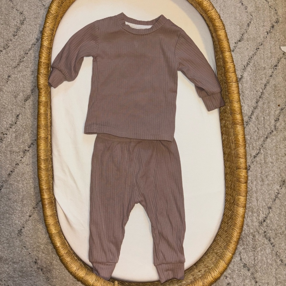 Cozy Purple Ribbed Pajama Set